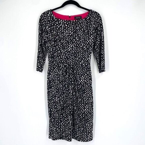 Tahari ASL ruched Twist‎ Dress Scoop Neck geometric flattering  size 4 - Picture 1 of 9